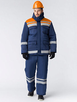 Костюм зимний Горизонт-Люкс (тк.Смесовая,210) брюки, т.синий/оранжевый